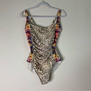 Johnny was California oskana animal print/ floral one piece swimsuit XL